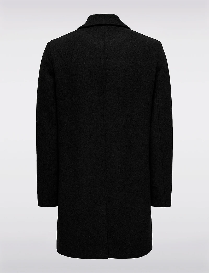 Single-Breasted Mid-Length Recycled Wool-Blend Notch Lapel Overcoat by Only Sons