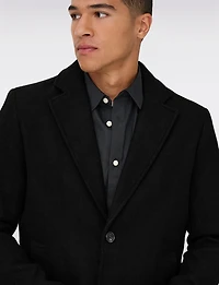 Single-Breasted Mid-Length Recycled Wool-Blend Notch Lapel Overcoat by Only Sons