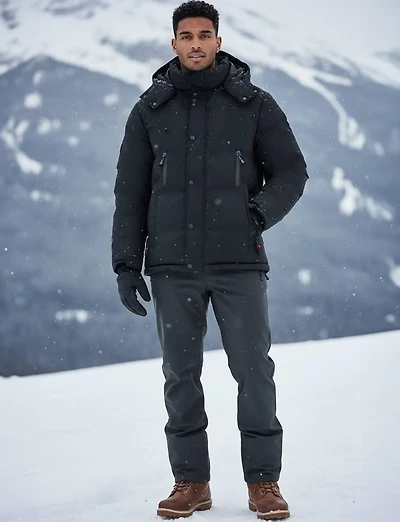 Vegan Synthetic Down Parka with Zip-Off Hood & Quilted Lining by Oxygen