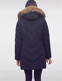 Elegant Eco-Down Quilted Puffer with Detachable Hood & Genuine Fur Trim by Sokos
