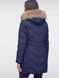 Elegant Eco-Down Quilted Puffer with Detachable Hood & Genuine Fur Trim by Sokos