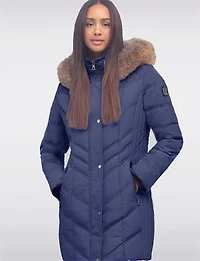 Elegant Eco-Down Quilted Puffer with Detachable Hood & Genuine Fur Trim by Sokos