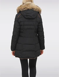 High Collar Eco-Down Polyloft® Hooded Puffer-Removable Genuine Fur Trim by Sokos