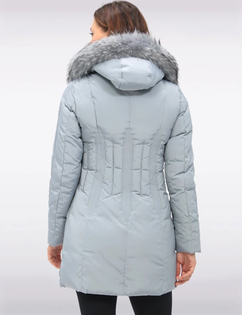 High Collar Polyloft® Hooded Puffer with Detachable Genuine Fur Trim by Sokos