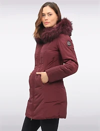 High Collar Polyloft® Hooded Puffer with Detachable Genuine Fur Trim by Sokos