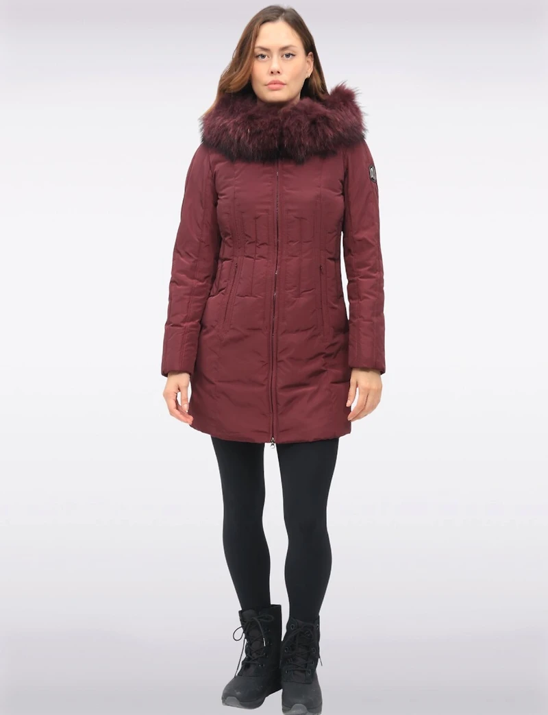 High Collar Polyloft® Hooded Puffer with Detachable Genuine Fur Trim by Sokos