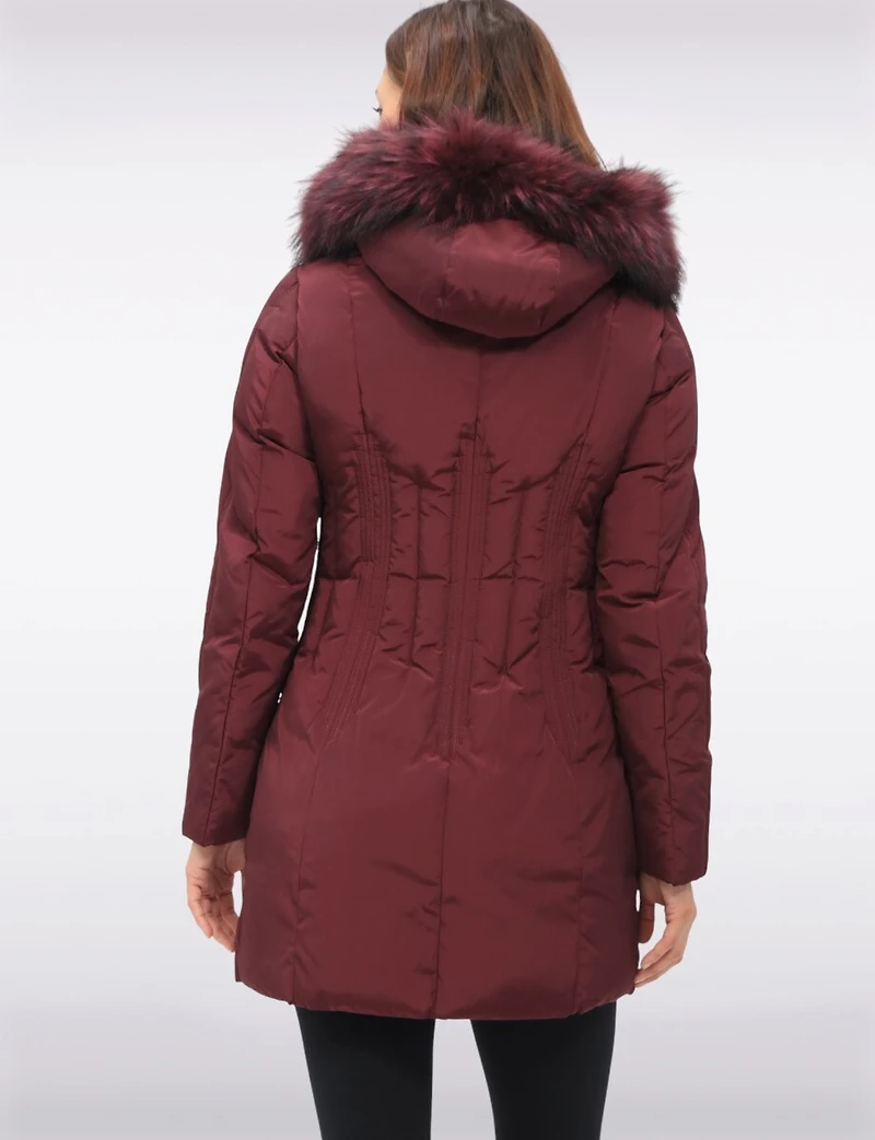 High Collar Polyloft® Hooded Puffer with Detachable Genuine Fur Trim by Sokos