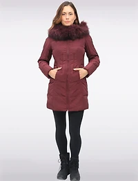 High Collar Polyloft® Hooded Puffer with Detachable Genuine Fur Trim by Sokos