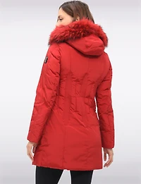 High Collar Polyloft® Hooded Puffer with Detachable Genuine Fur Trim by Sokos