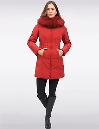 High Collar Polyloft® Hooded Puffer with Detachable Genuine Fur Trim by Sokos