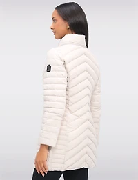 Elodie Lightweight Braided Quilted Jacket with Genuine Fur Trim Hood by Sokos