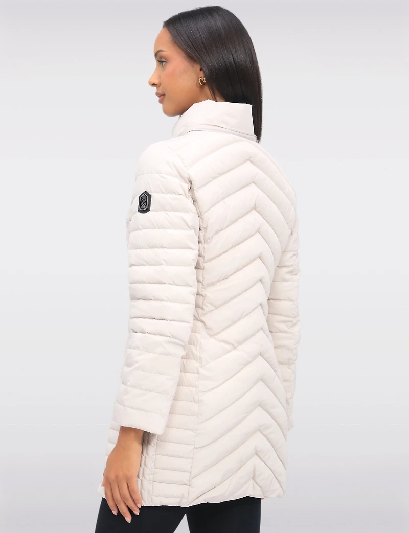 Elodie Lightweight Braided Quilted Jacket with Genuine Fur Trim Hood by Sokos