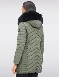 Elodie Lightweight Braided Quilted Jacket with Genuine Fur Trim Hood by Sokos