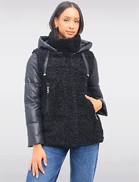 Ella Versatile 2-in-1 Hooded Puffer Sherpa Jacket & Vest Zip-Off Sleeves by Saki