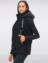 Ella Versatile 2-in-1 Hooded Puffer Sherpa Jacket & Vest Zip-Off Sleeves by Saki