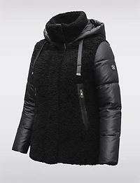 Ella Versatile 2-in-1 Hooded Puffer Sherpa Jacket & Vest Zip-Off Sleeves by Saki
