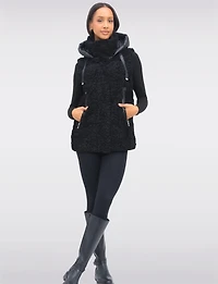 Ella Versatile 2-in-1 Hooded Puffer Sherpa Jacket & Vest Zip-Off Sleeves by Saki
