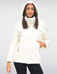 Ella Versatile 2-in-1 Hooded Puffer Sherpa Jacket & Vest Zip-Off Sleeves by Saki