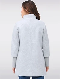 Loose Cut Wool Blend Twill Single Breasted Coat with Chic Knit Cuffs by Saki