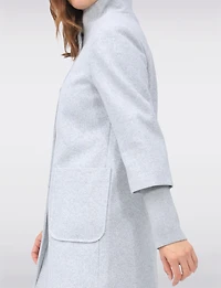 Loose Cut Wool Blend Twill Single Breasted Coat with Chic Knit Cuffs by Saki