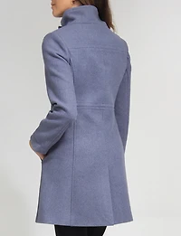 Hanna Classy Straight Cut Single-Breasted High Collar Wool Blend Coat by Saki