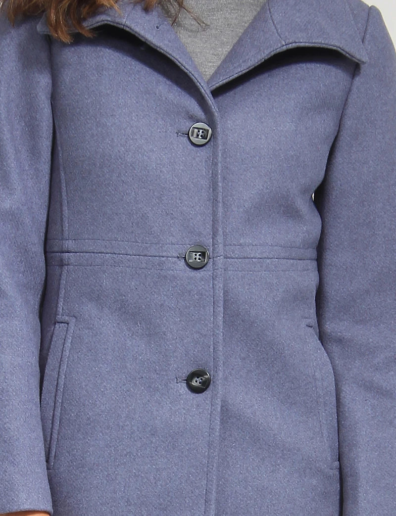 Hanna Classy Straight Cut Single-Breasted High Collar Wool Blend Coat by Saki