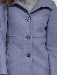 Hanna Classy Straight Cut Single-Breasted High Collar Wool Blend Coat by Saki