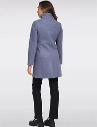 Hanna Classy Straight Cut Single-Breasted High Collar Wool Blend Coat by Saki