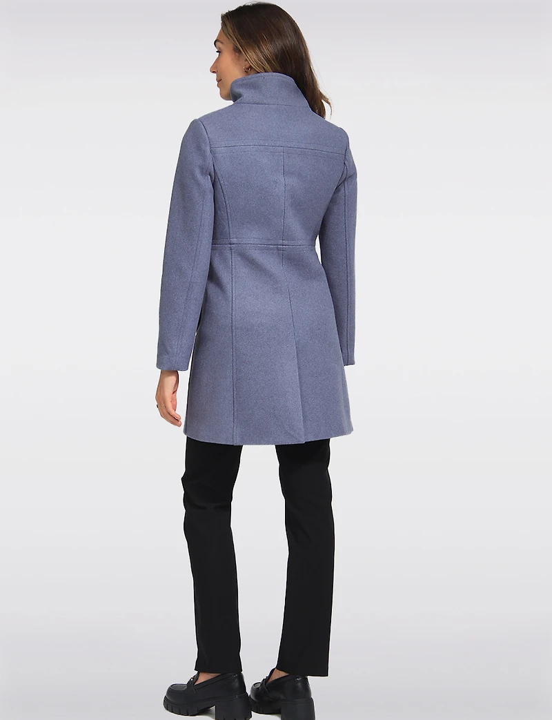 Hanna Classy Straight Cut Single-Breasted High Collar Wool Blend Coat by Saki