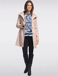 Hanna Classy Straight Cut Single-Breasted High Collar Wool Blend Coat by Saki