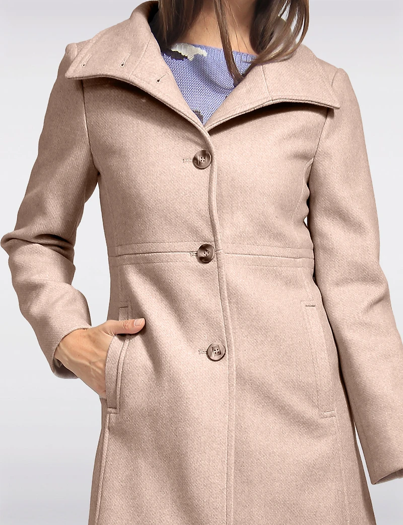 Hanna Classy Straight Cut Single-Breasted High Collar Wool Blend Coat by Saki