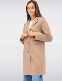 Vira Vegan Straight Cut Single-Breasted Wool Blend Coat with Notch Lapel by Saki