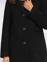 Vira Vegan Straight Cut Single-Breasted Wool Blend Coat with Notch Lapel by Saki
