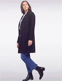 Vira Vegan Straight Cut Single-Breasted Wool Blend Coat with Notch Lapel by Saki