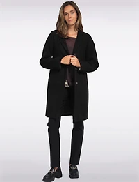 Vira Vegan Straight Cut Single-Breasted Wool Blend Coat with Notch Lapel by Saki