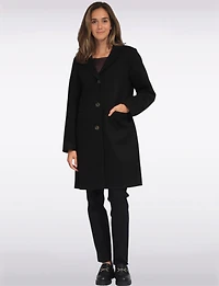 Vira Vegan Straight Cut Single-Breasted Wool Blend Coat with Notch Lapel by Saki