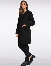 Vira Vegan Straight Cut Single-Breasted Wool Blend Coat with Notch Lapel by Saki