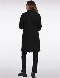 Vira Vegan Straight Cut Single-Breasted Wool Blend Coat with Notch Lapel by Saki