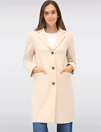 Vira Vegan Straight Cut Single-Breasted Wool Blend Coat with Notch Lapel by Saki