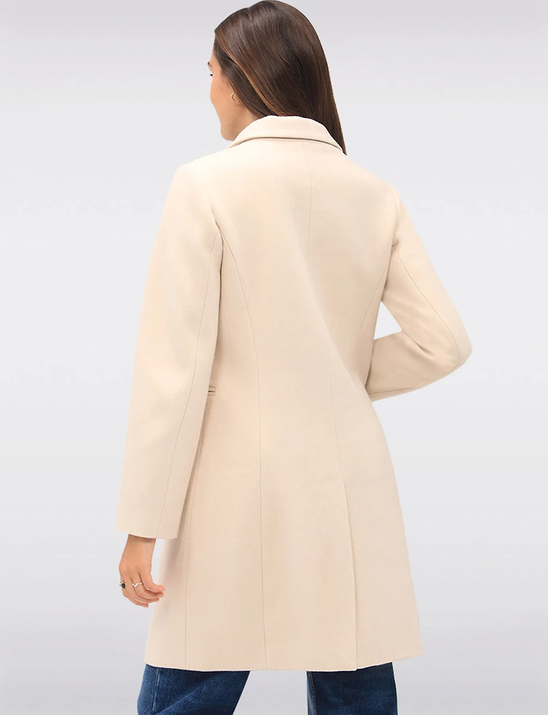 Vira Vegan Straight Cut Single-Breasted Wool Blend Coat with Notch Lapel by Saki