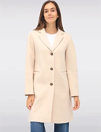Vira Vegan Straight Cut Single-Breasted Wool Blend Coat with Notch Lapel by Saki
