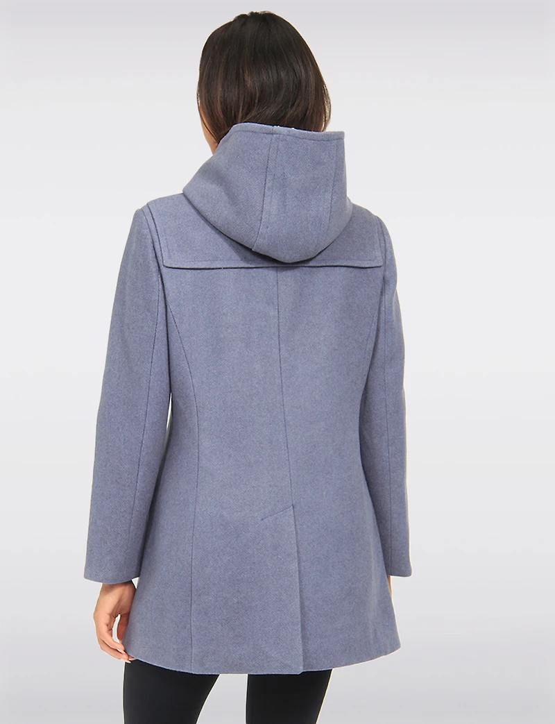Noelle Wool Blend Quilt & Plaid Lined Hooded Toggle Closure Duffle Coat by Saki