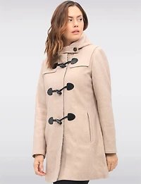 Noelle Wool Blend Quilt & Plaid Lined Hooded Toggle Closure Duffle Coat by Saki