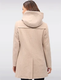 Noelle Wool Blend Quilt & Plaid Lined Hooded Toggle Closure Duffle Coat by Saki