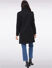 Florence Chic Wool Blend Mid-Length Slim Fit Overcoat With High Collar by Saki
