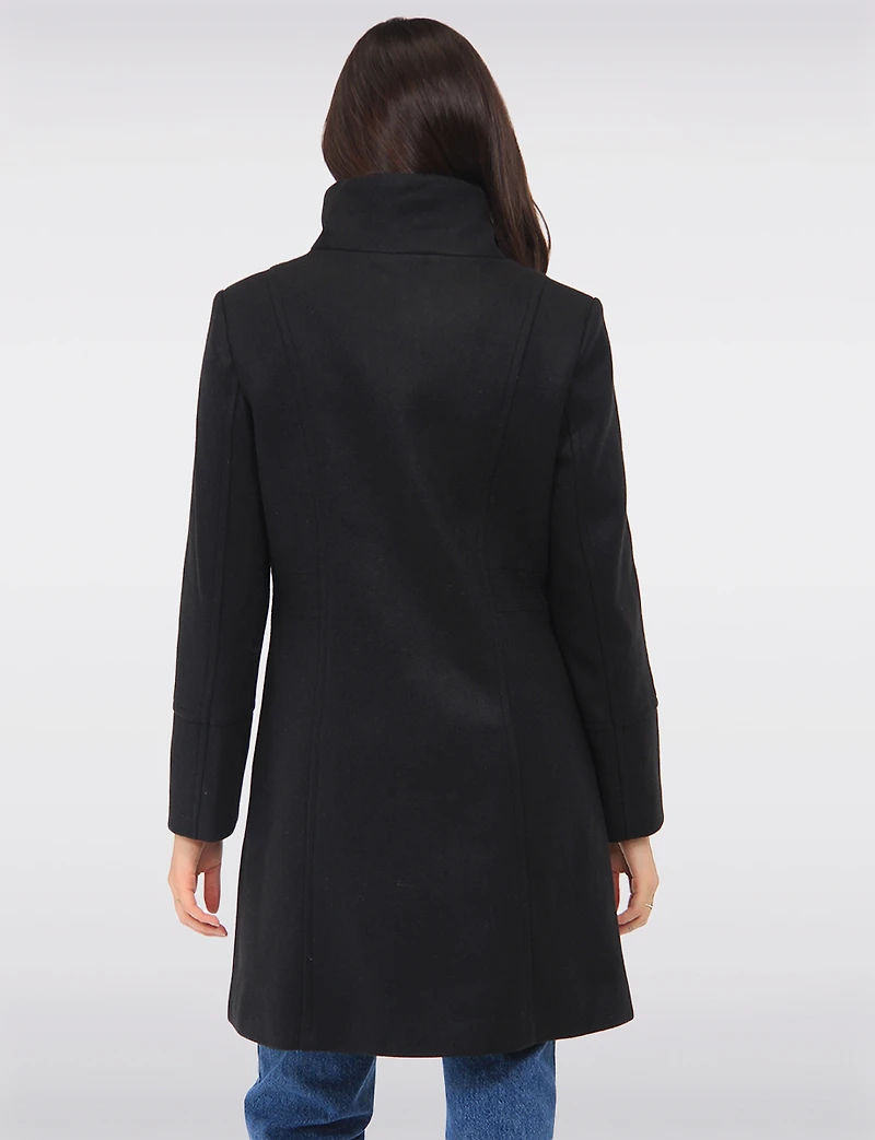 Florence Chic Wool Blend Mid-Length Slim Fit Overcoat With High Collar by Saki