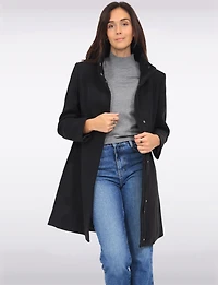 Florence Chic Wool Blend Mid-Length Slim Fit Overcoat With High Collar by Saki