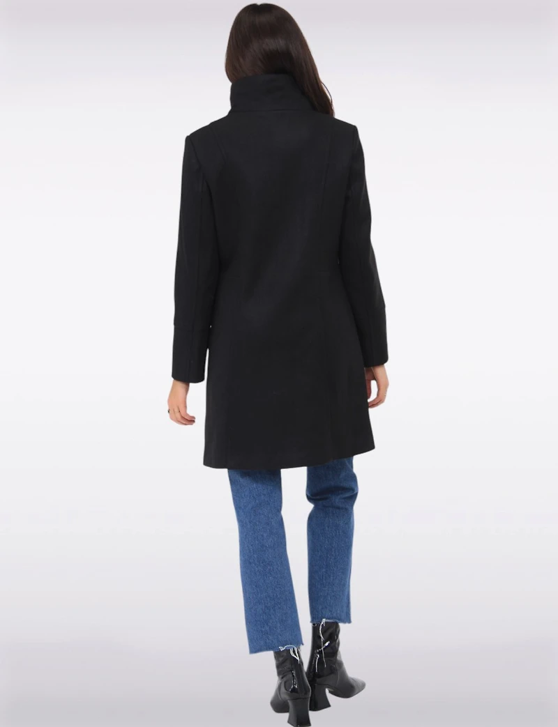 Florence Chic Wool Blend Mid-Length Slim Fit Overcoat With High Collar by Saki