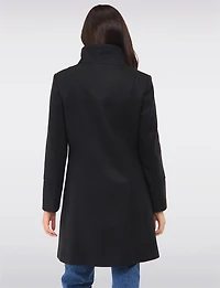 Florence Chic Wool Blend Mid-Length Slim Fit Overcoat With High Collar by Saki