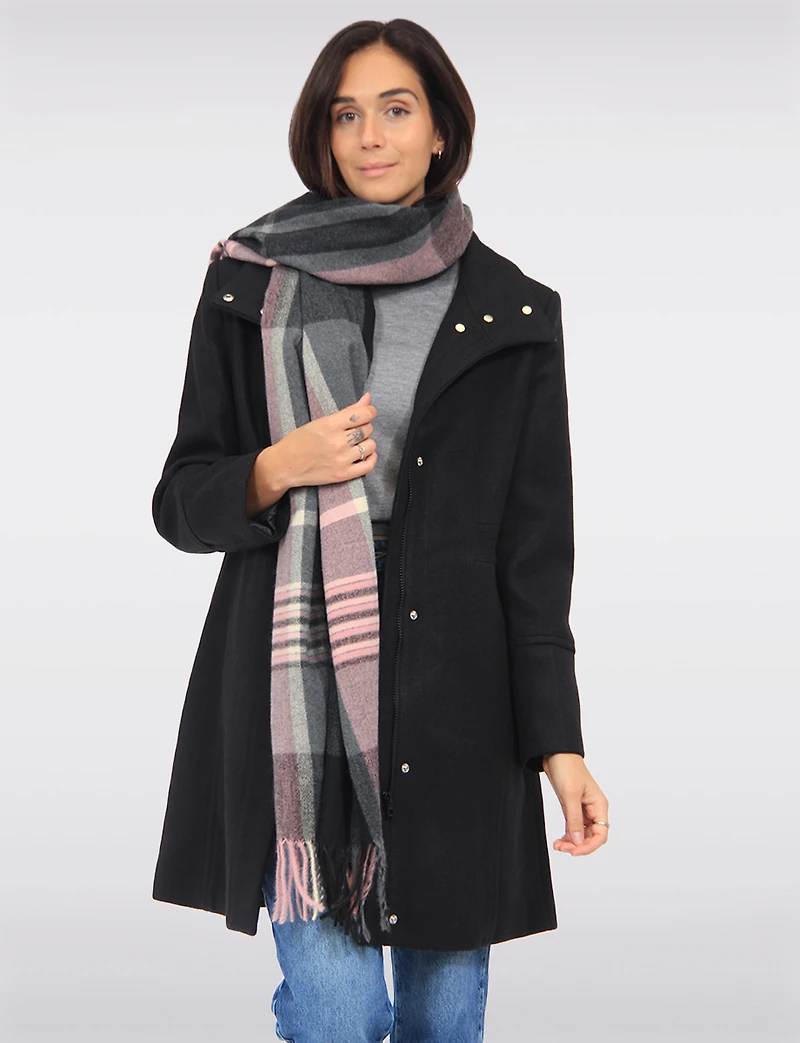 Florence Chic Wool Blend Mid-Length Slim Fit Overcoat With High Collar by Saki